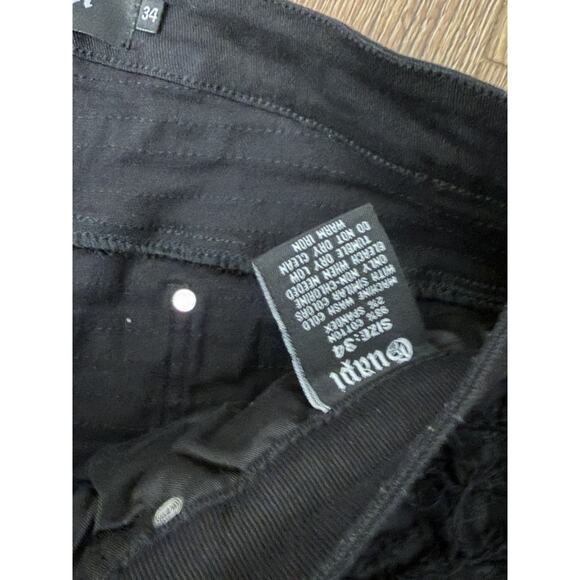 Guapi Pants Mens 34 X 38 Black Distressed Shredded Textured Streetwear Unique - Picture 4 of 4